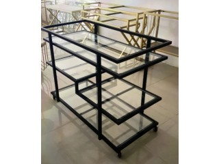 Glass trolley table