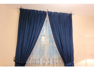 Blue velvet curtains