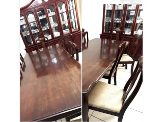 8 person dining table + Glass buffet