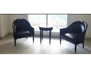 2 leather chair +table